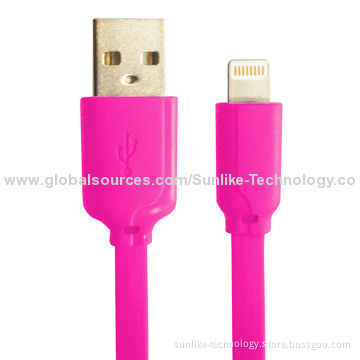 Flat Lightning Cable with MFi, Rose Red Color, New Design
